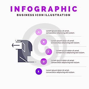 Door, Mind, Negative, Out, Release Solid Icon Infographics 5 Steps Presentation Background