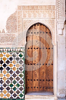 Door at Nasrid Palaces (Palacios Nazaries) at Alhambra in Granada, Spa photo