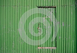 Door on a old green shed