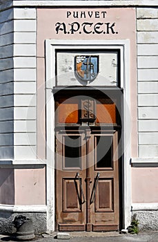 Door of an old pharmacy in parnu, Estonia