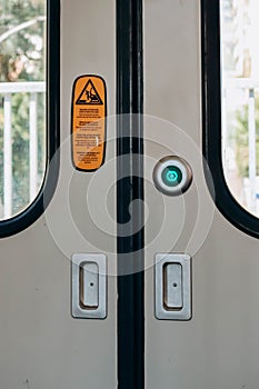 Door opening button on the SNCF train