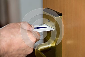 Door opening by means of the magnetic card.