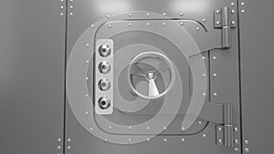 Door opening to bank vault - 3d animation