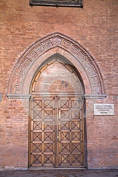 Door of Palazzo Mercanzia Building; Bologna photo