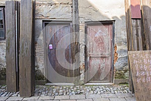 Door plank of small shops