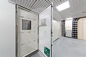 Door racks with equipment for telecommunications.