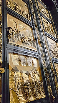 The door relief details of st. giovanni baptistry in florence