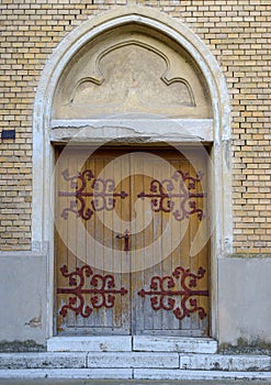 Door on the Roman Catholic church of the Immaculate Virgin Mary