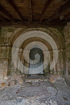 Door of the Romanesque church of Santa Juliana in Aldueso