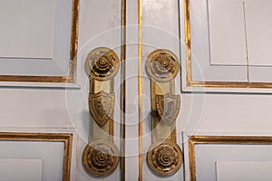 Door in The royal Wilanow Palace in Warsaw, Poland