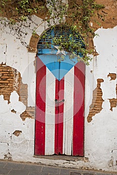 Door of a ruined house in San Juan, Puerto Rico