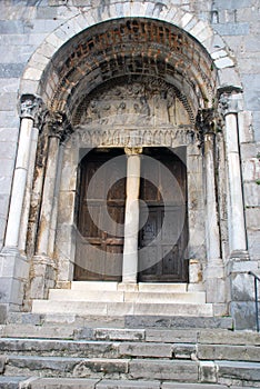 Door of Sainte Marie Cathedral in Saint Bertrand de Comminges