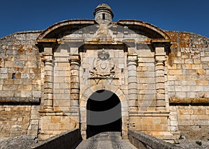 Door of San Francisco Old entrance in the ancient walls of Almeida, Portugal photo