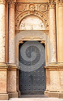 Door of Santa Maria in Montserrat, Catalonia, Spain