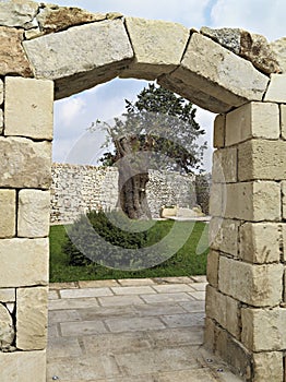 Door of stone with keystone