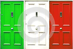 Door symbolizing closing. Italian flag colored door