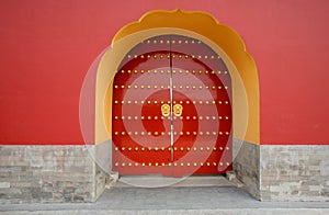 Door at Temple of Heaven Park. Beijing. China.