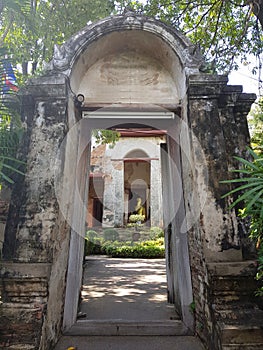 Door of thai temple at ayutthaya