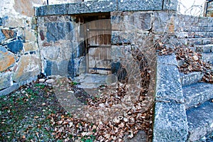 Door to the cellar Penningby castle, Sweden