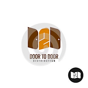 Door to door distribution logo concept.