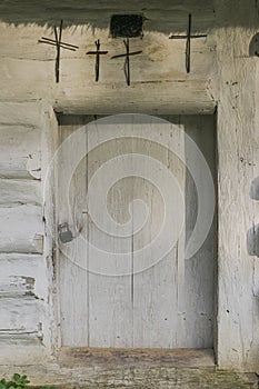 Door to the historic cottage