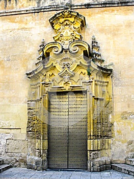 Door to Mezquita of Cordoba in Andalucia, Spain.