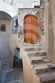 Door to nowhere in Emporio at Santorini Greece