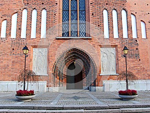 The door to the old church in Vasteras city in Sweden