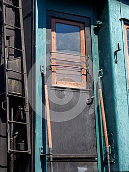 door to old train carriage