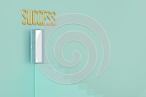 Door to success concept stairs and door with success word 3D illustration