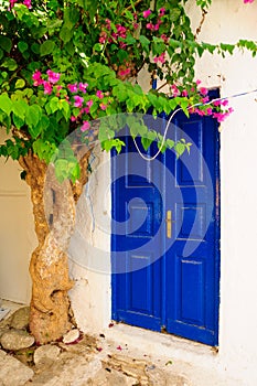 Door in a typical Greek house, in Mykonos