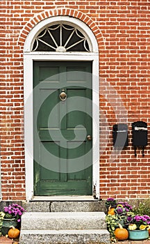 Door of a typical New England residential house