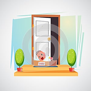Door with unwanted baby in the box. baby hatch -