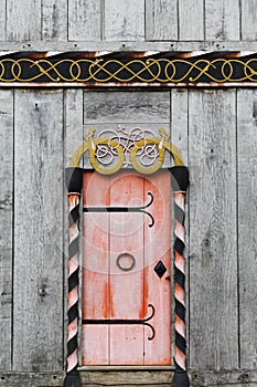 Door of the viking church in Moesgaard