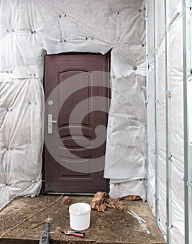 Door in the wall of the house when repairing the walls