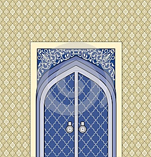 Door way in arabic architectural style. Islamic design mosque d