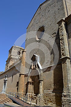 Door ways and side view of The Cathedral at Enna, Sicily Italy