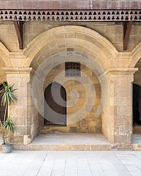 Door and window at caravansary Wikala of Bazaraa, Cairo, Egypt photo