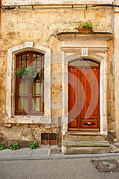 Door and window house in provincial European town