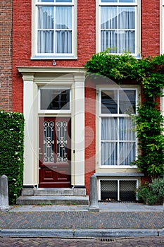 Door and window of an old house in Netherlands