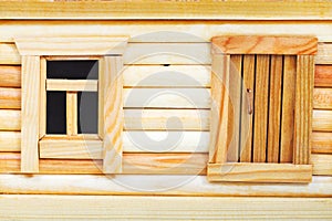 Door and window of wooden log house