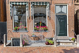 Door and windows of a historic house in Blokzijl