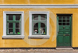 Door and windows of a historic house in Ribe