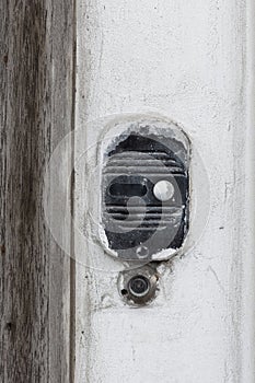 Doorbell button panel and intercom.