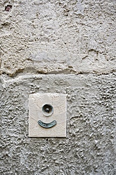 Doorbell house wall white plaster