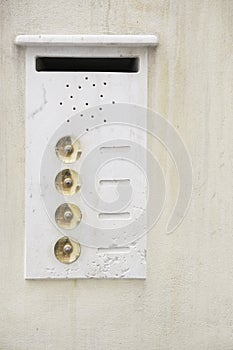 Doorbell house wall white stone
