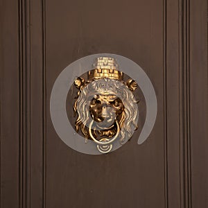 Doorhandle in the form of lion muzzle