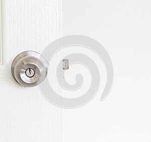 Doorknob on white door with right space