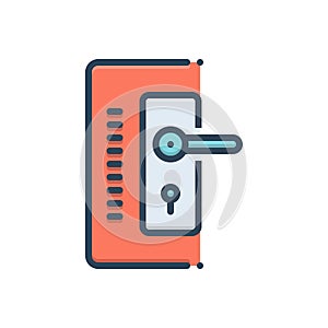 Color illustration icon for Doorlock, hasp and swivel photo