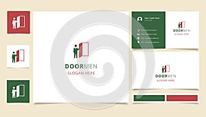 Doormen logo design with editable slogan. Branding book and business card template.